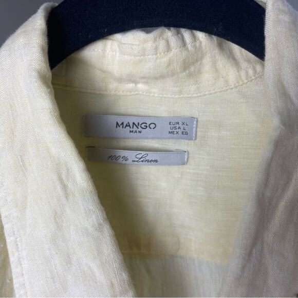 Mango 100% Linen Button Down Shirt, Butter Yellow, Casual, Weekend, Resort, XL - Picture 10 of 11